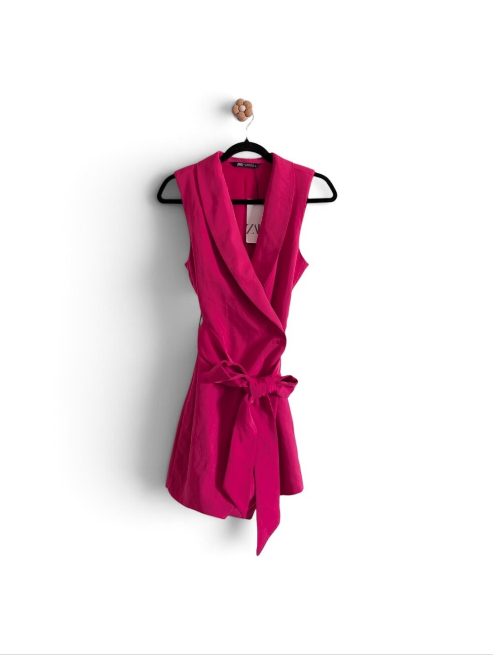 Zara Hot Pink Sleeveless Blazer Wrap Romper